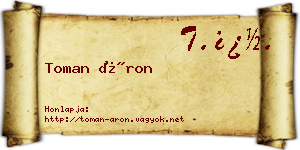 Toman Áron névjegykártya